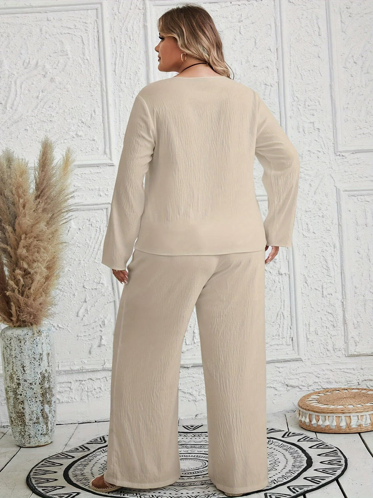 CurveEase Plus Size Solid Summer Co-Ord Set