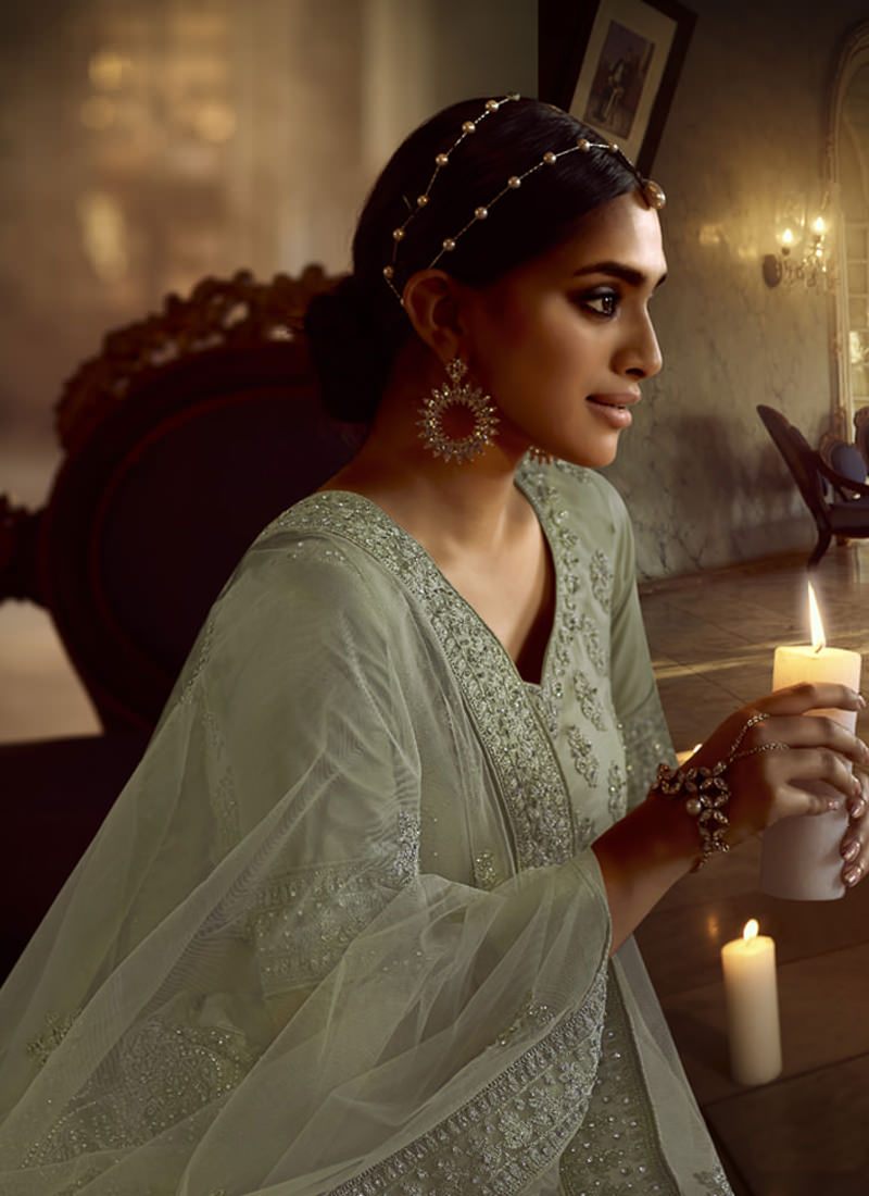 Fabulous Green Zarkan Dori Soft Net Lehenga Choli Set