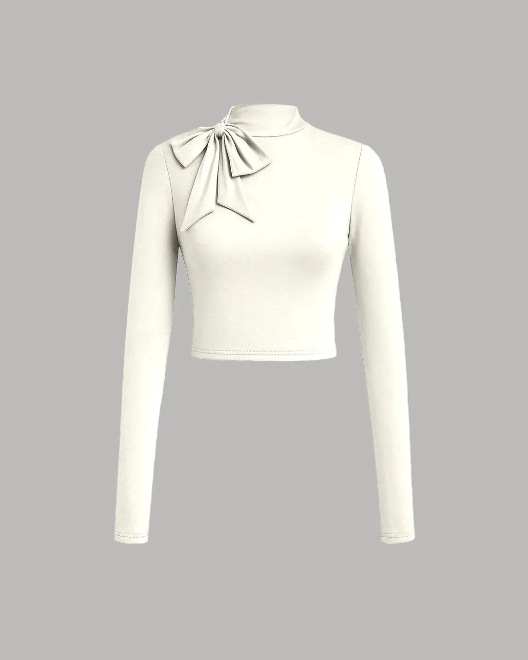 Back to School Turtleneck Going Out Outfit Slim Fit Top in Milky White