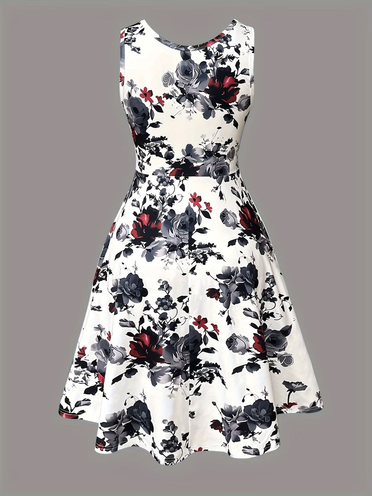 Plus Size Women Elegant Lace Coat & Printed Vest Dress 2-Piece Outfit Set
