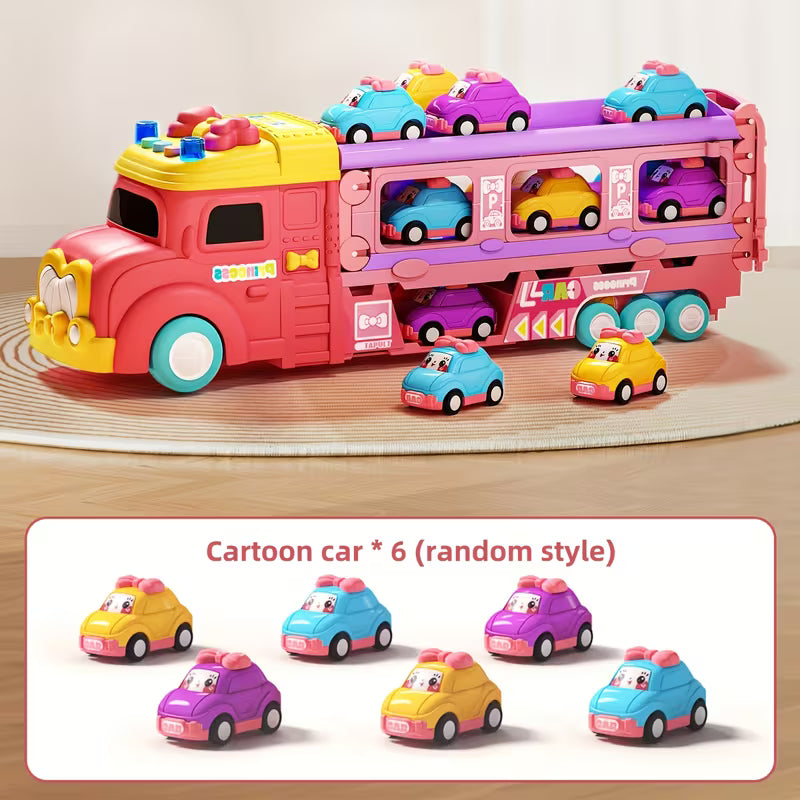 Kids Transport Truck Toy with Dual Tracks & 2 Metal Cars 🚛🏁