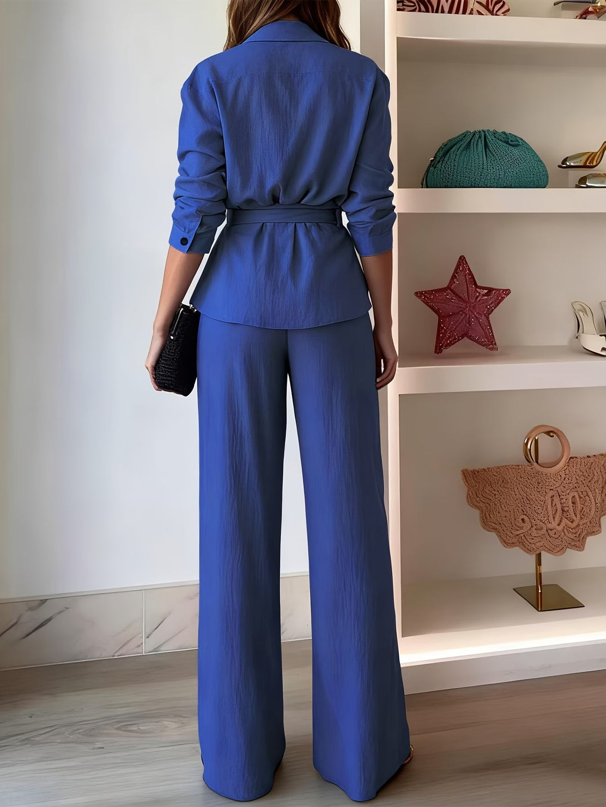 Chic Drawstring Wide-Leg Co-Ord Set
