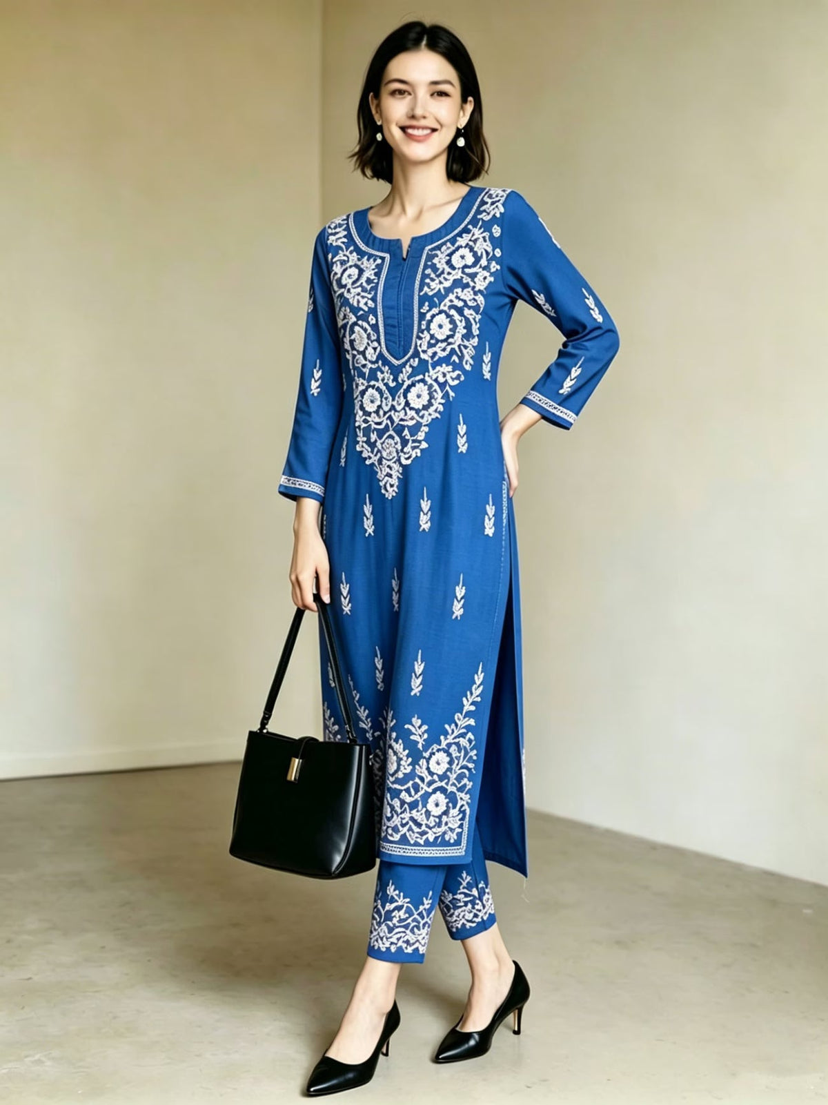 Elegant Embroidered Kurta Co-Ord Set