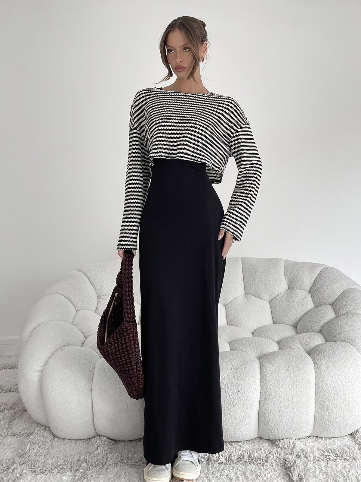 Chic Layered Stripe Dress Set