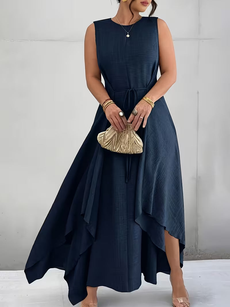 Elegant Tie-Belt A-Line Dress💖