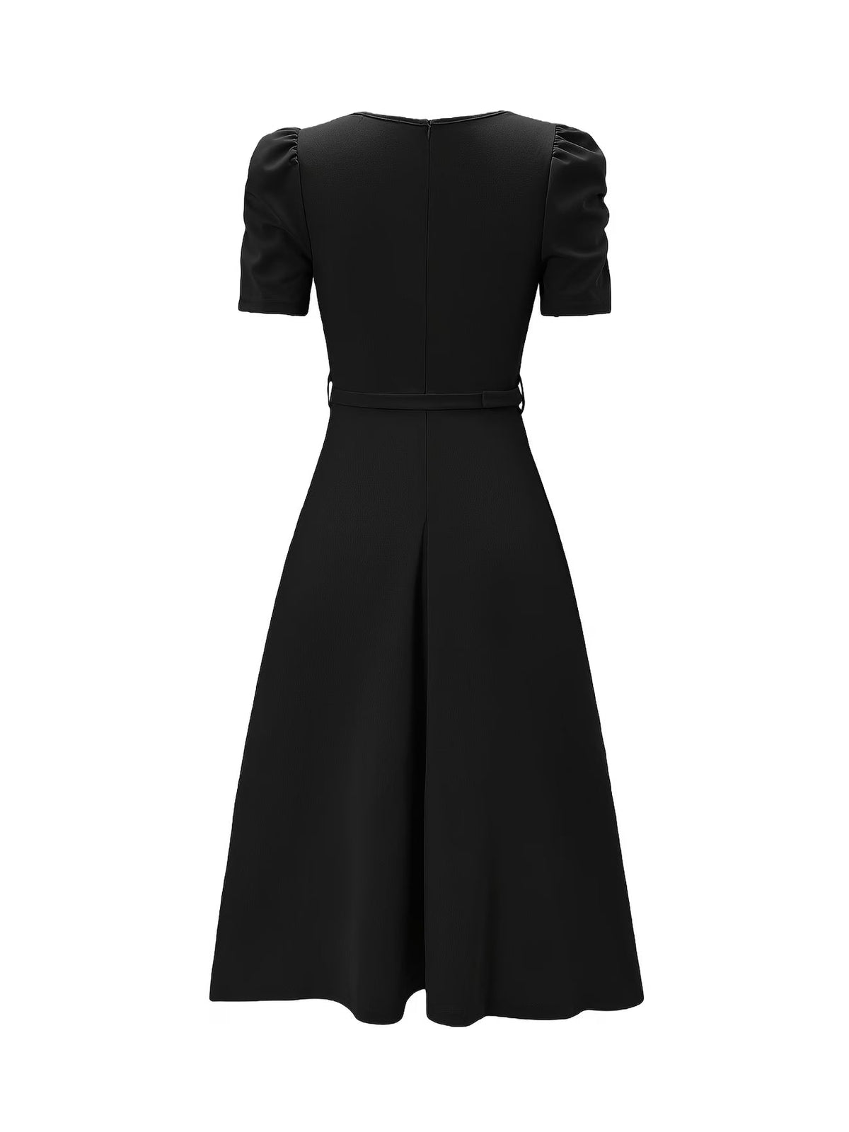 Women's Elegant V-Neck Ruffle Midi Dress with Waist Belt