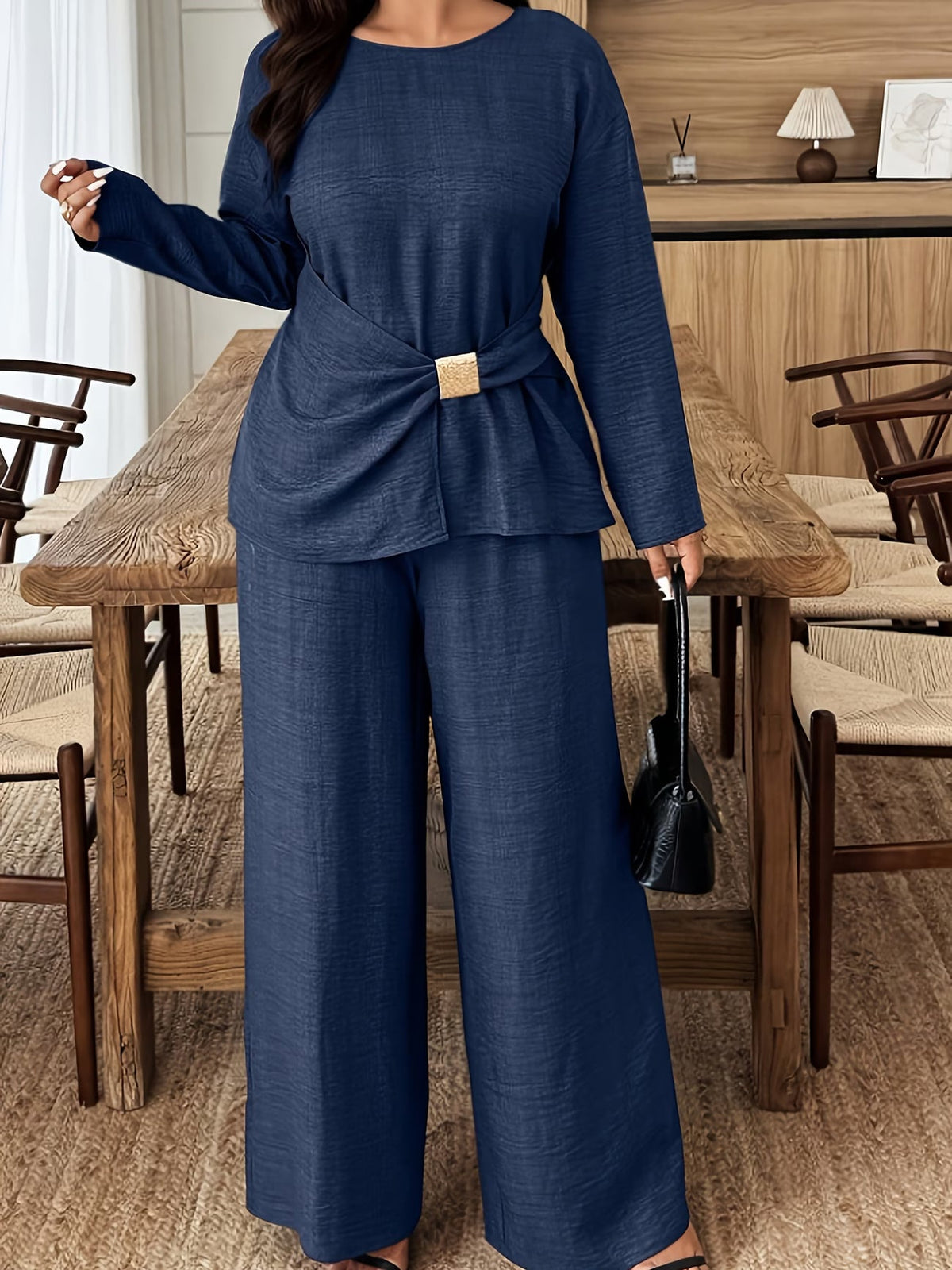 Elegant Pleated Waist Tie Co-Ord Set
