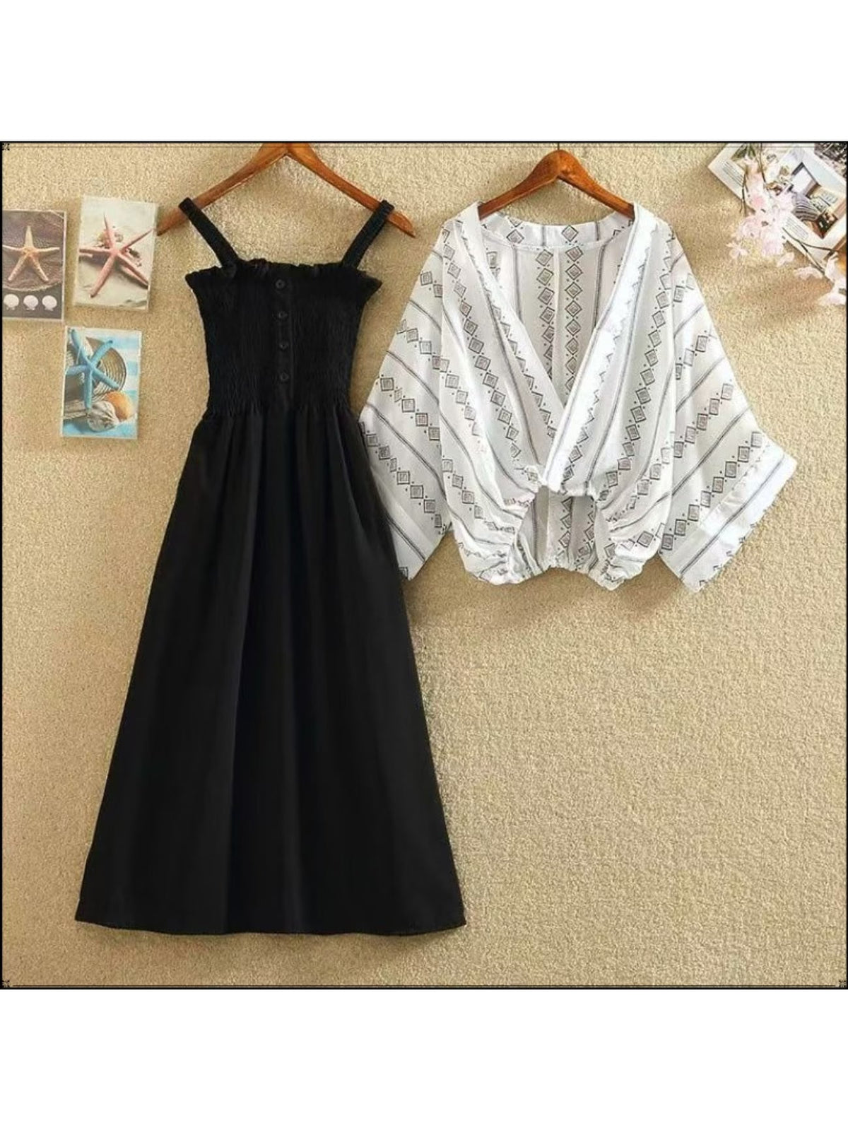 Women's Chiffon Waist-Cinched Dress & Layered Two-Piece Set