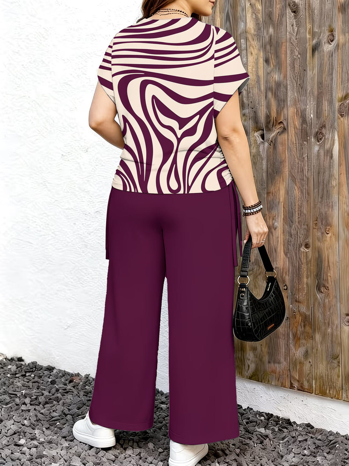 Women's Minimalist Print Top & Loose Pants Two-Piece Set