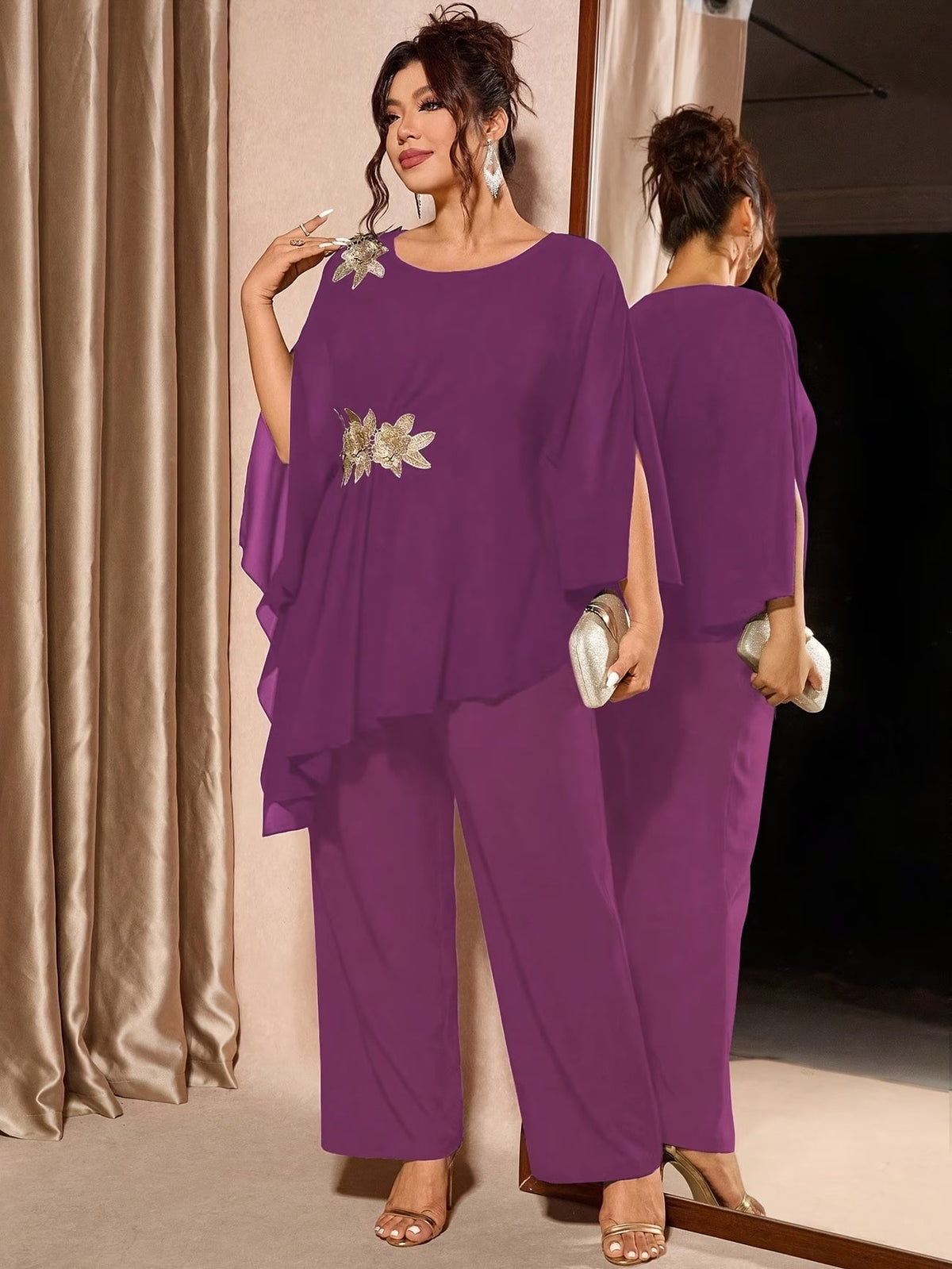 Elegant Floral Asymmetrical Co-Ord Set