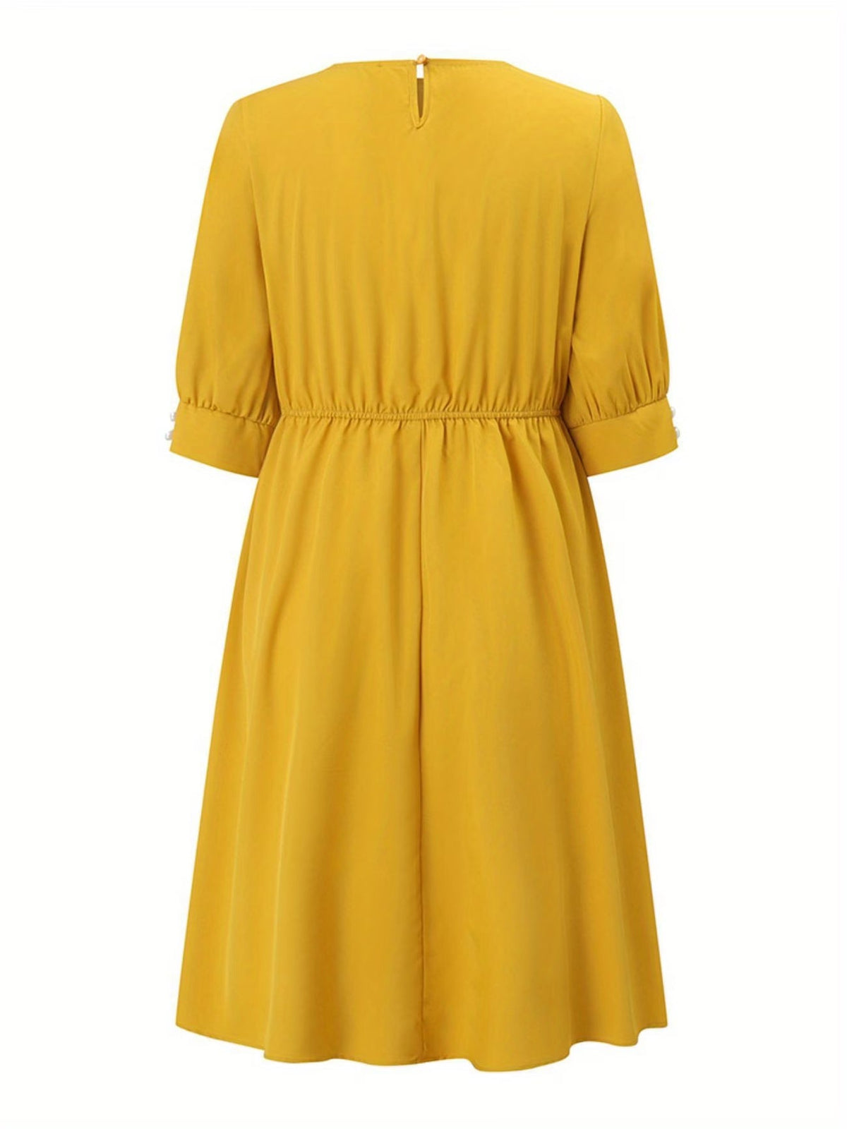 Elegant Korean Style Pleated A-Line Knee Length Dress