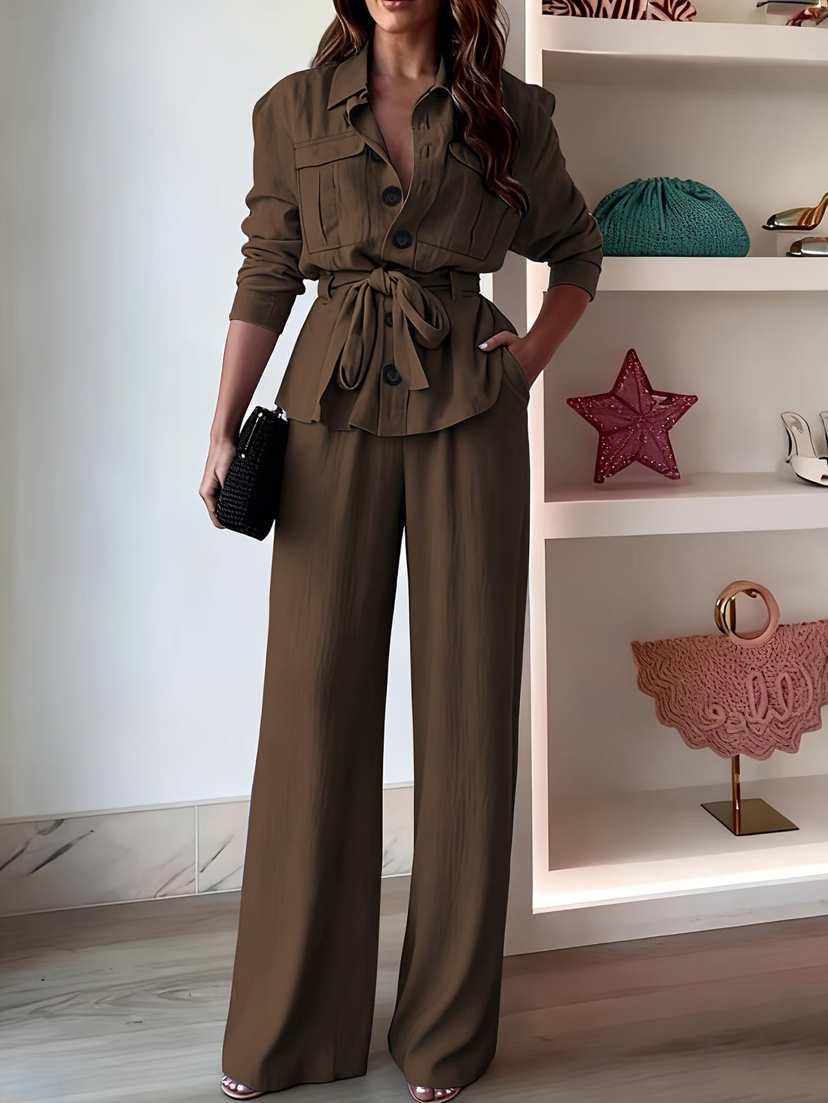 Chic Drawstring Wide-Leg Co-Ord Set