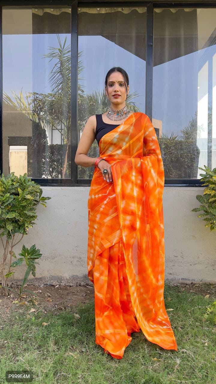 1-Minute Ready to Wear Georgette Saree with Bangalori Blouse