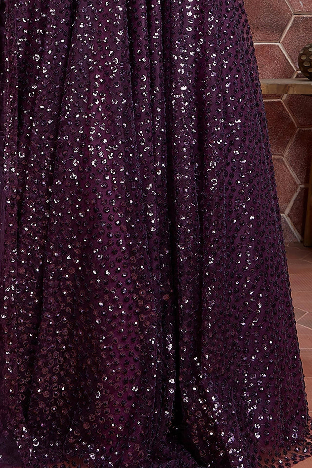 Wonderful Purple Sequins Embordered Soft Net Party Wear Lehenga