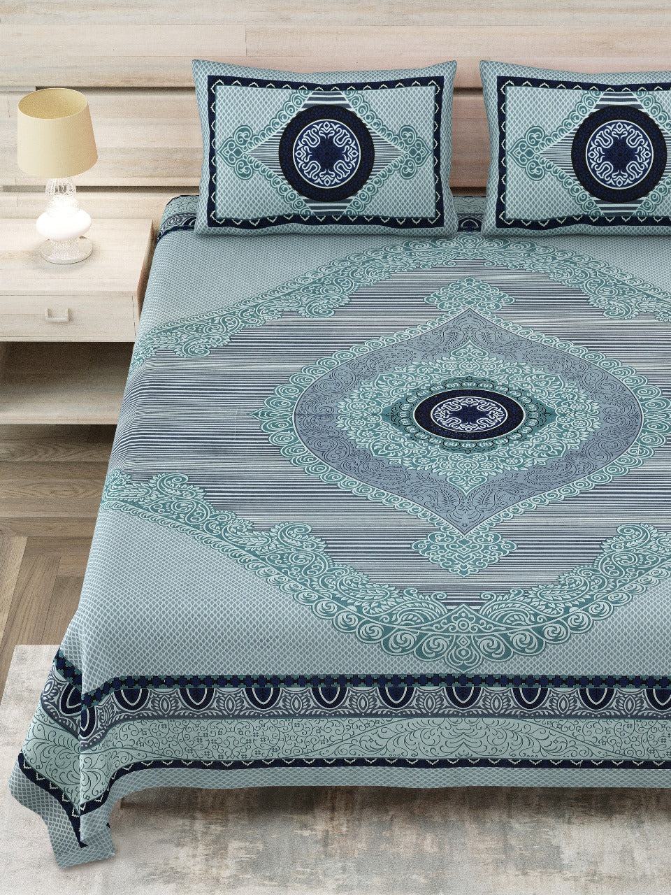 Cotton Viscose Blend Bed Sheet Set - King Size (Includes Pillowcases)