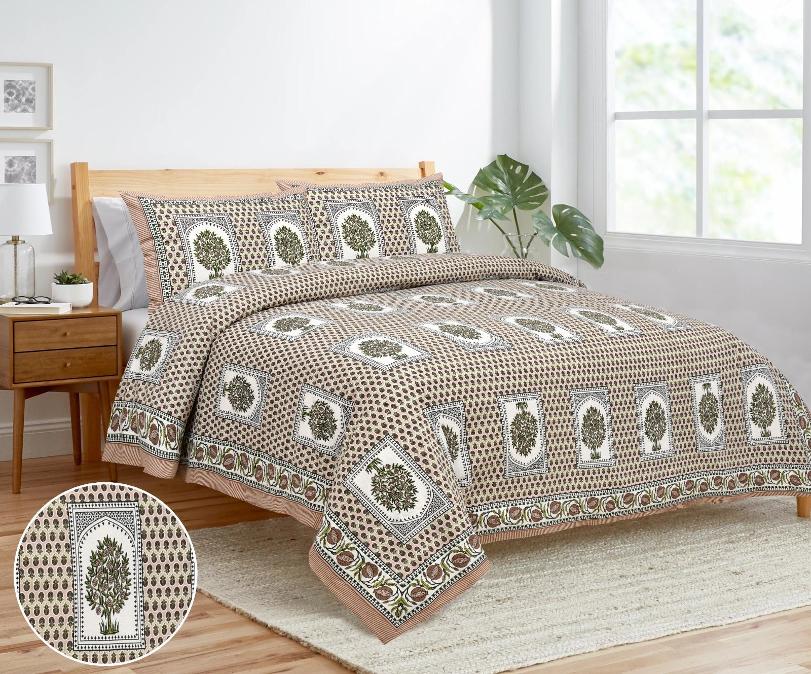 King Size Bedsheet Set in Cotton-Viscose Blend