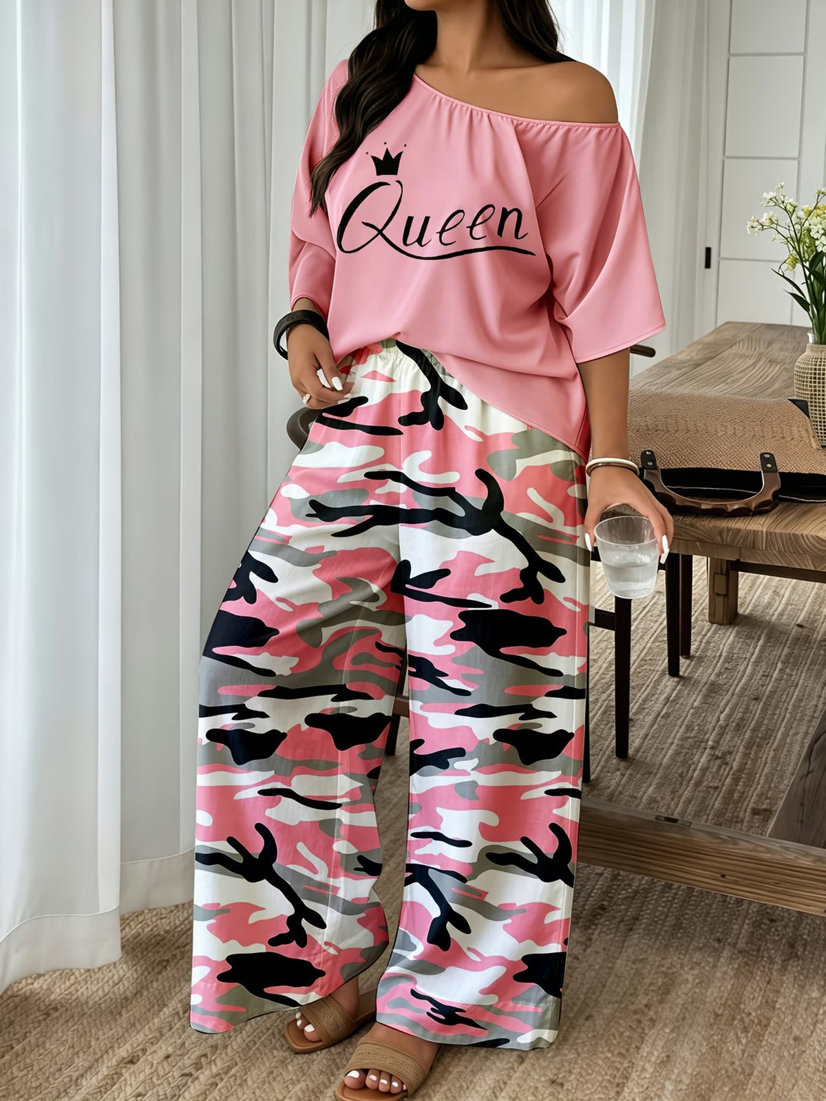 Neon Queen Camo Lounge Co-Ord Set