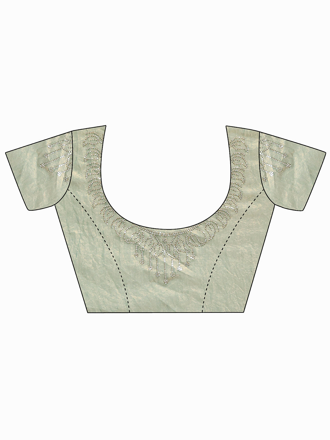Anouk Sage Green Silk Blend Saree with Floral Border