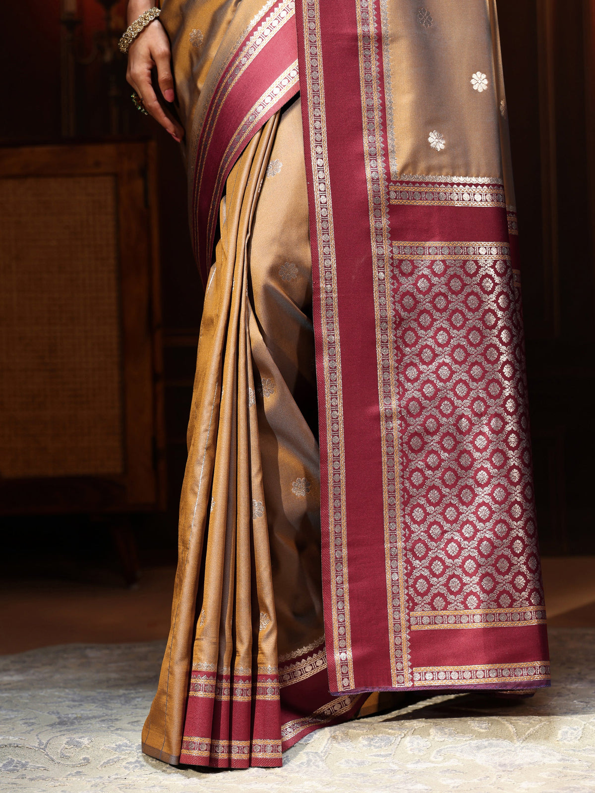 Anouk Brown Kanjeevaram Silk Blend Saree