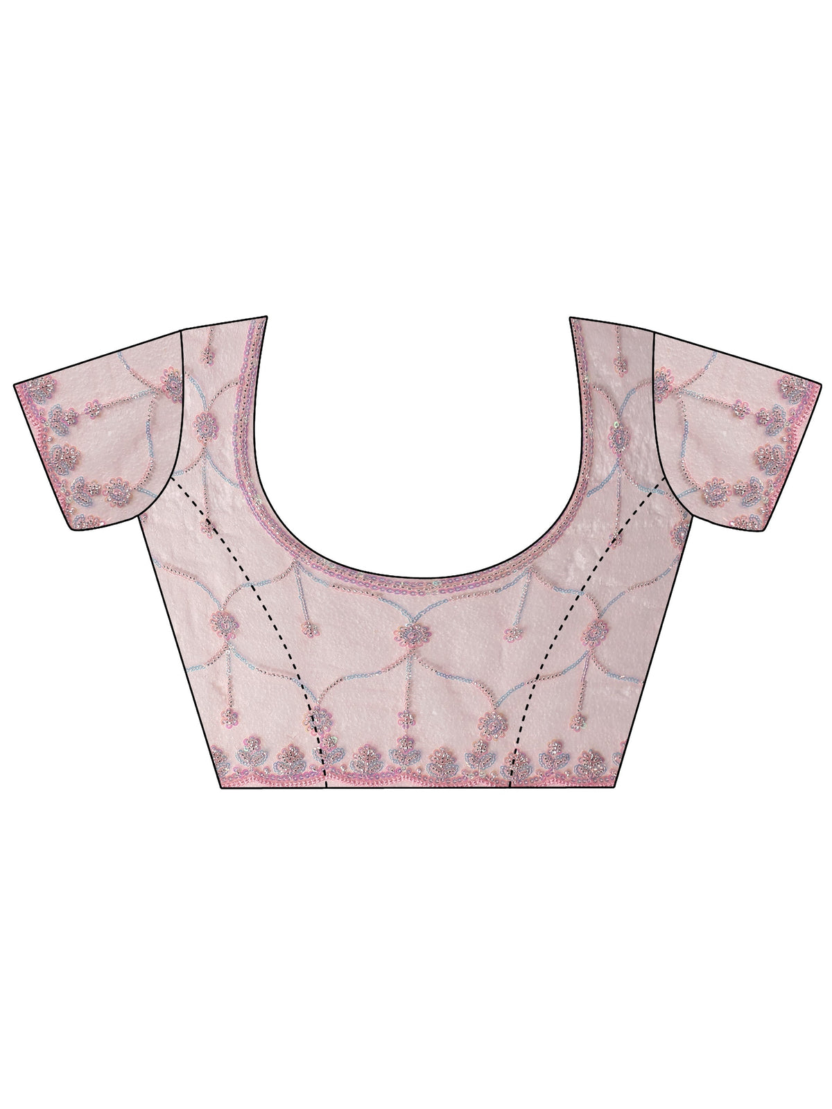 Anouk Baby Pink Floral Embellished Net Saree