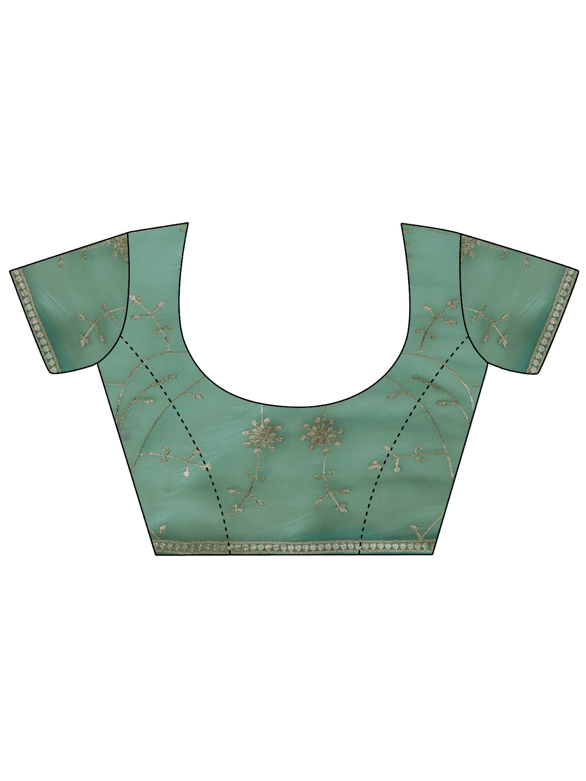 Anouk Sea Green Floral Embroidered Tissue Saree