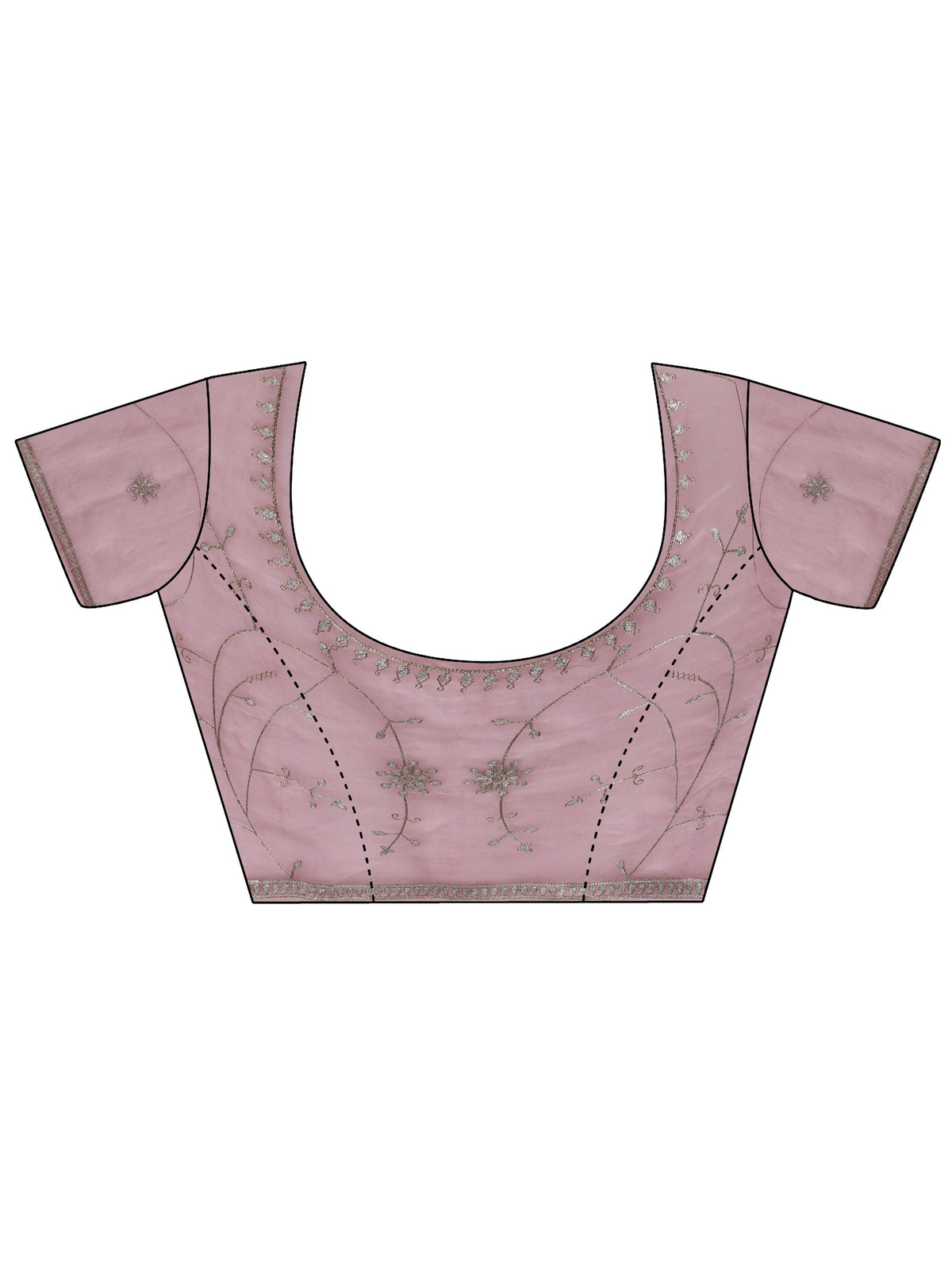 Anouk Dusty Rose Pink Floral Embroidered Tissue Saree