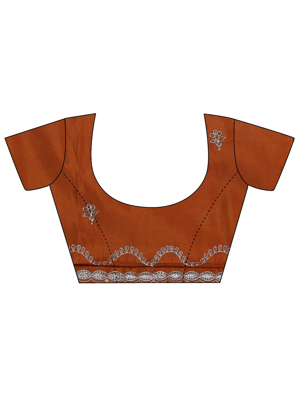 Anouk Rust Embroidered Silk Blend Saree