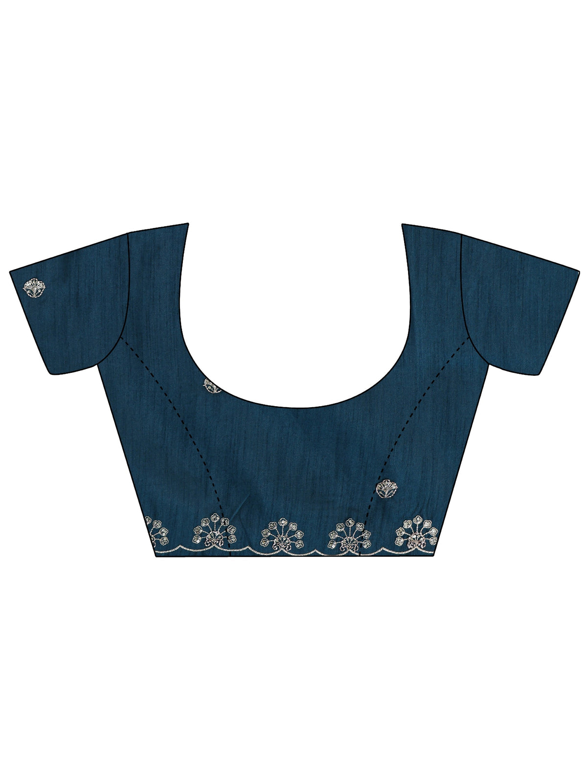 Anouk Dusty Blue Floral Embroidered Silk Saree