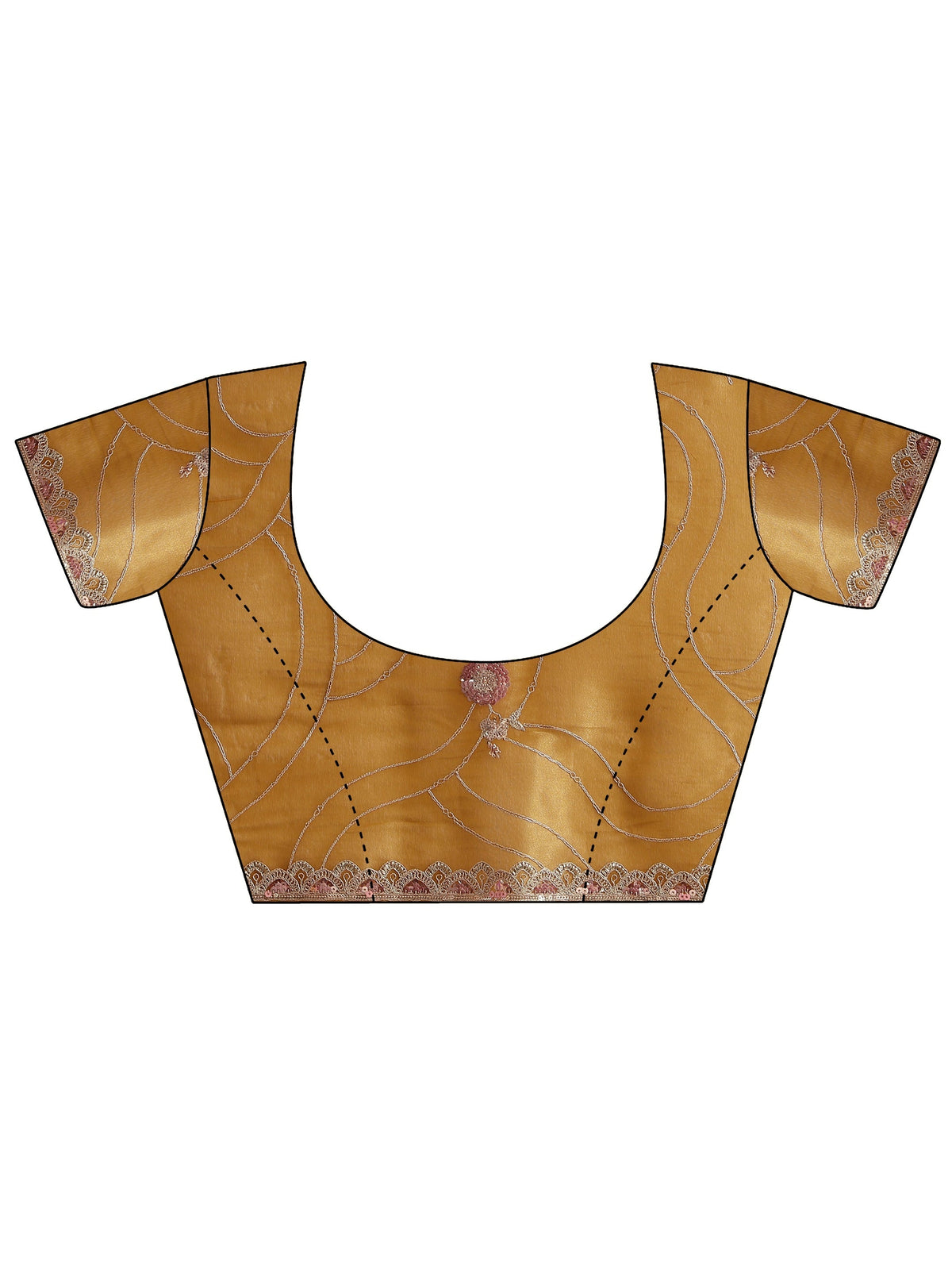 Anouk Mustard Floral Embellished Tissue Saree