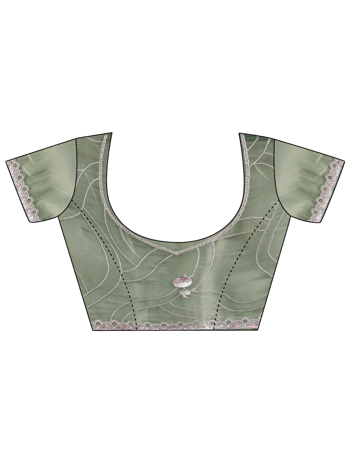 Anouk Sage Green Floral Embellished Tissue Saree