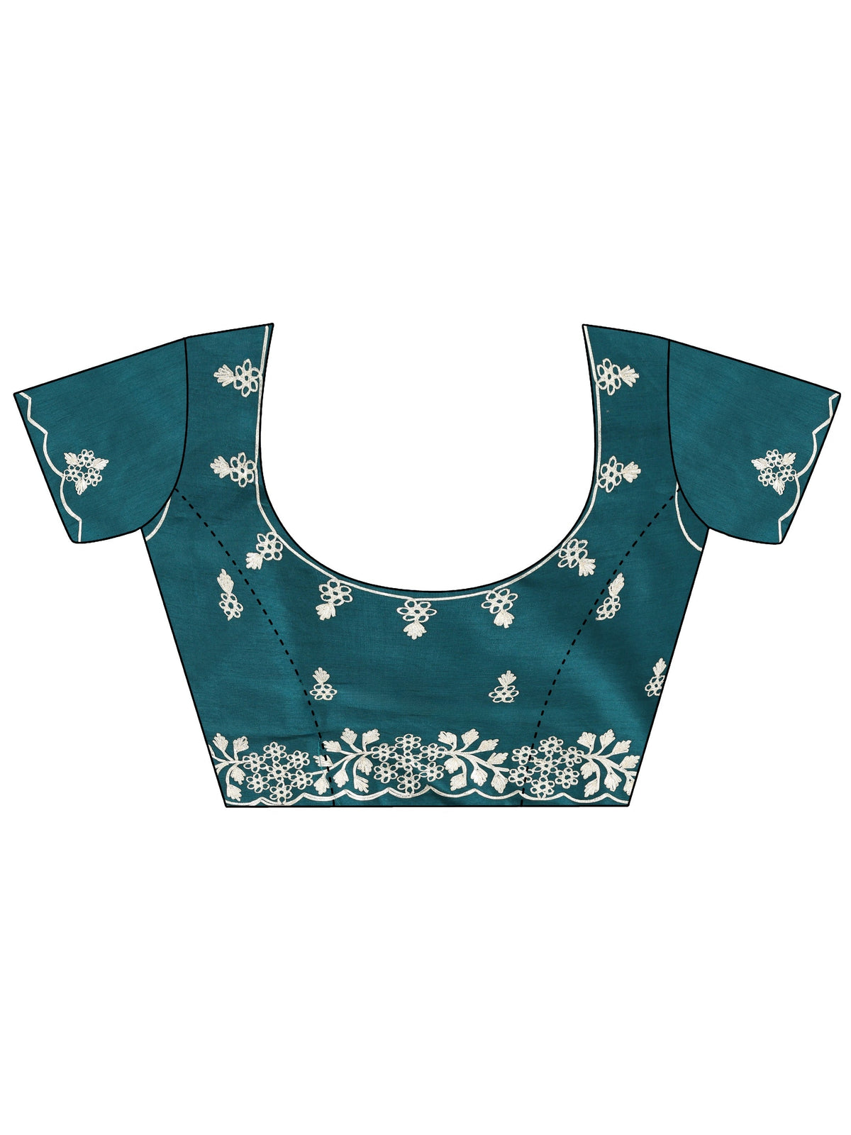 Anouk Aqua Blue Floral Embroidered Ombre Silk Blend Saree