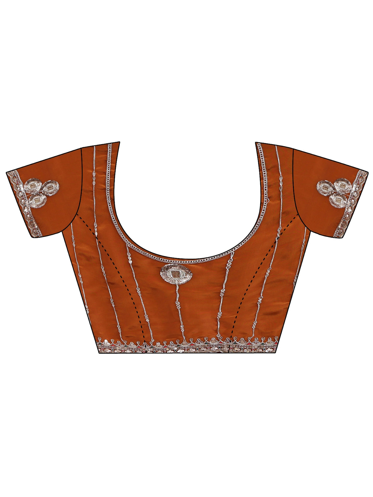Anouk Rust Embroidered Silk Blend Saree
