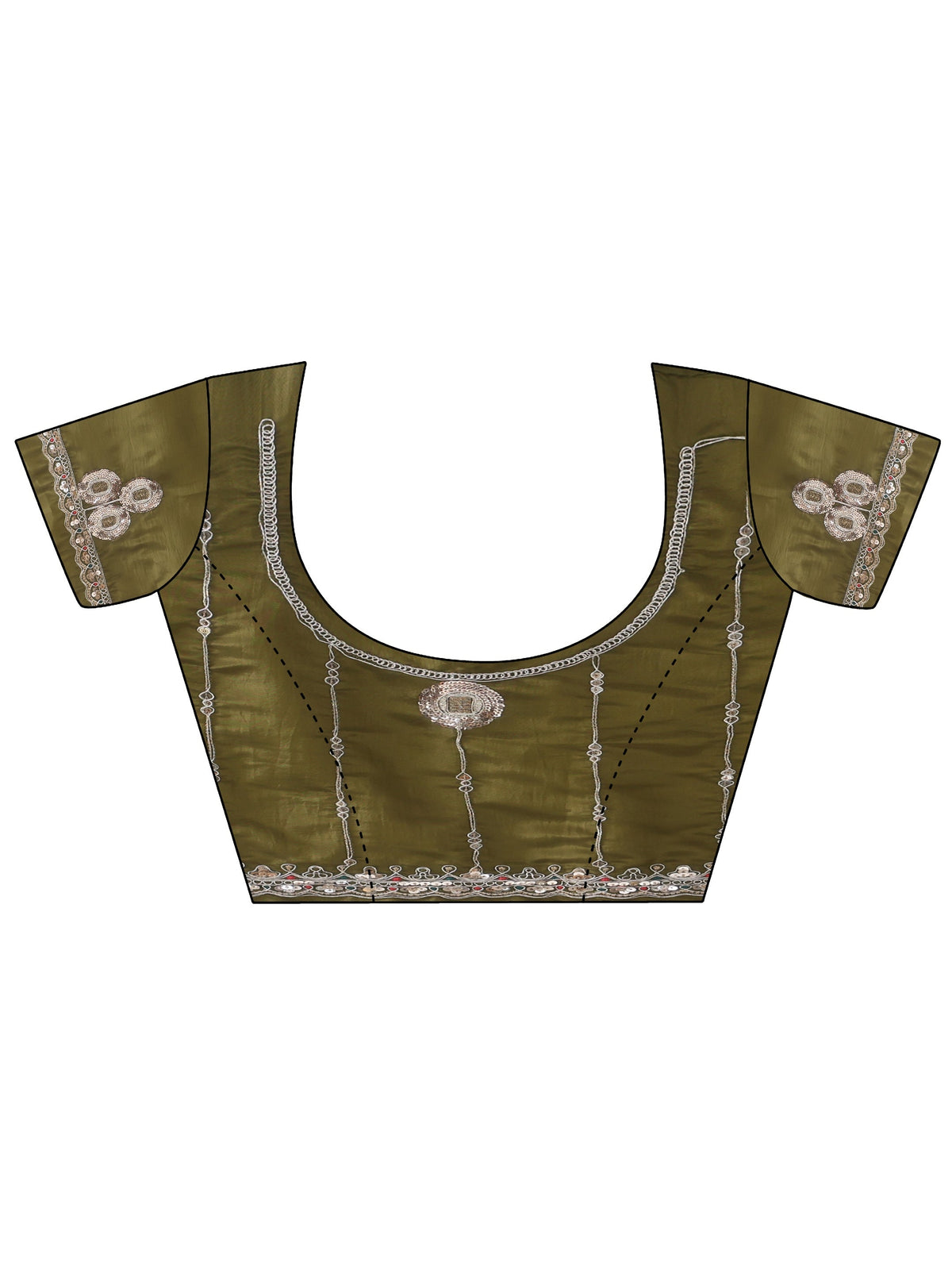 Anouk Olive Green Embroidered Silk Blend Saree