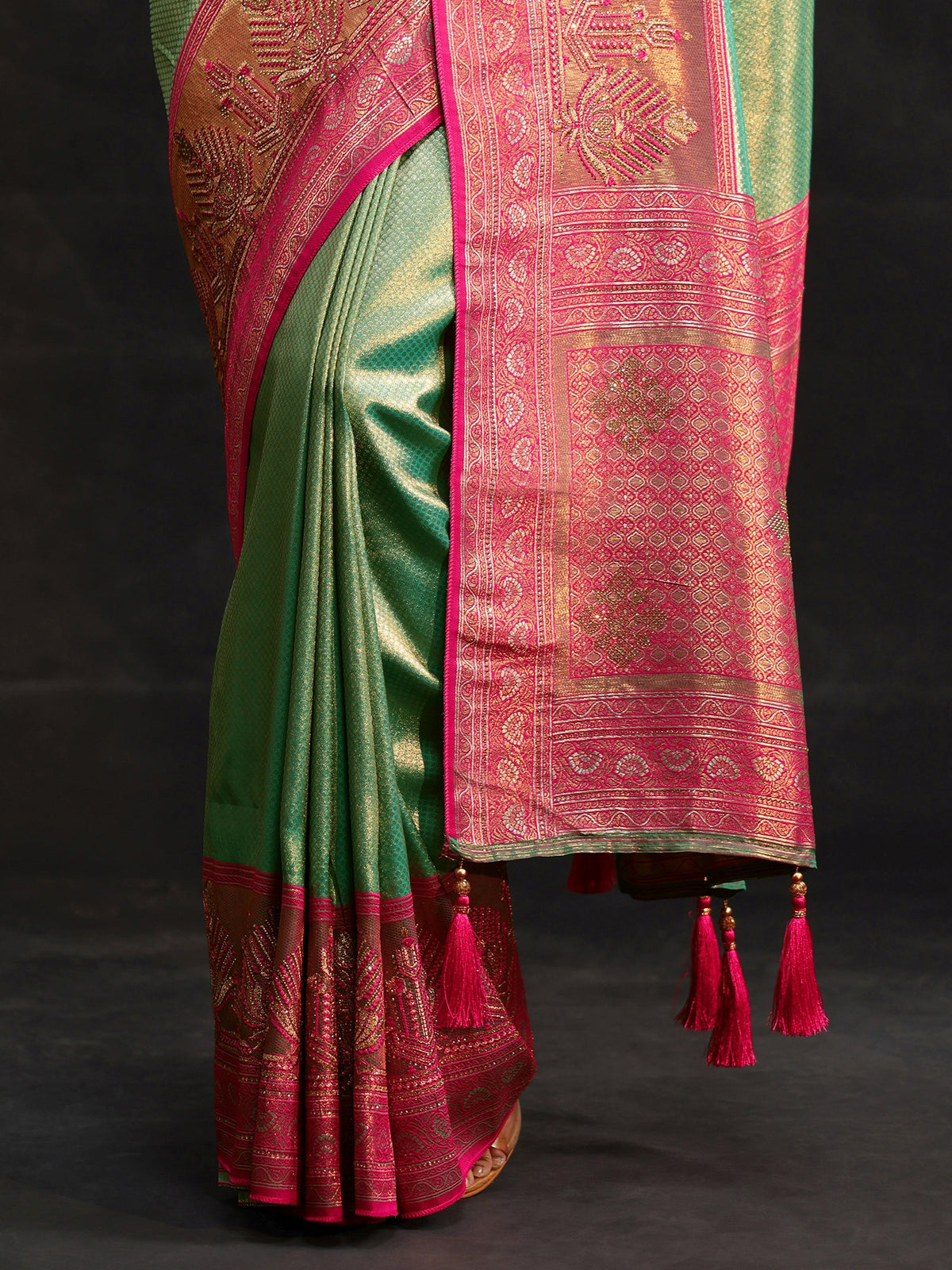 Anouk Sea Green Woven Design Silk Blend Saree