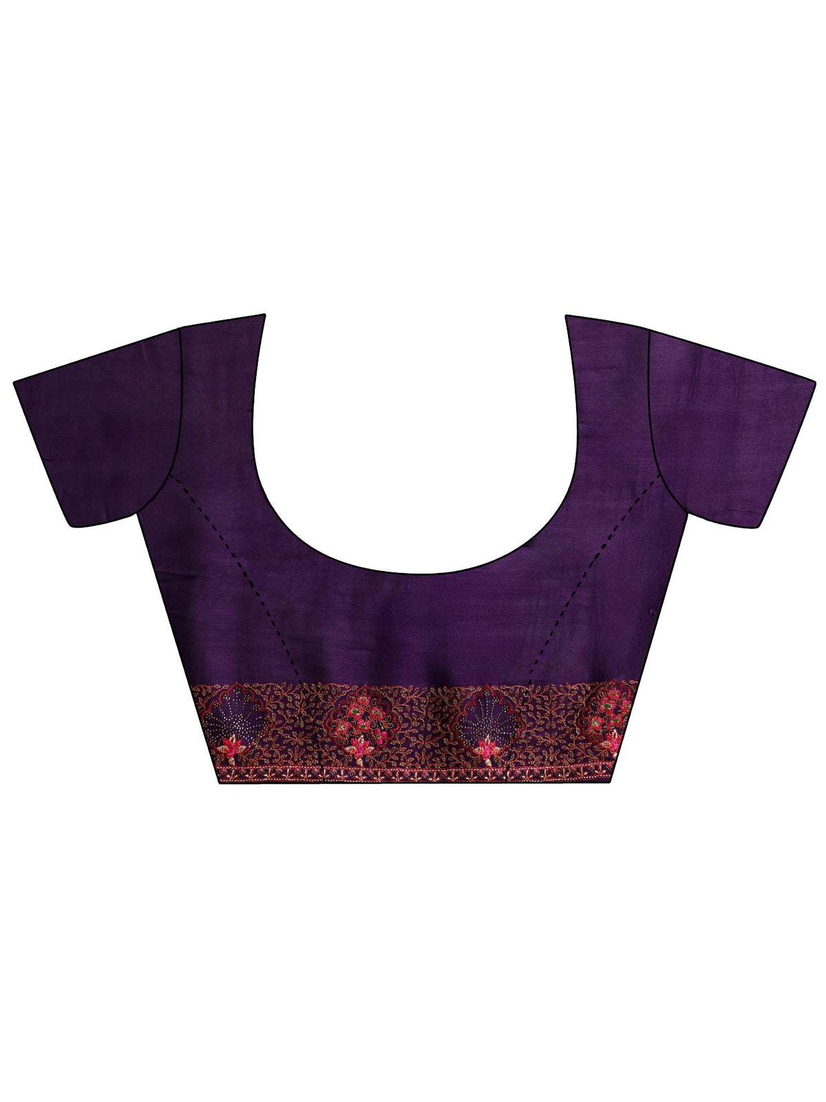 Anouk Purple Paisley Embroidered Silk blend Saree