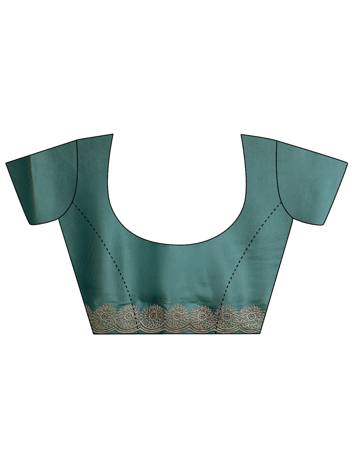 Anouk Green Solid Silk Blend Saree