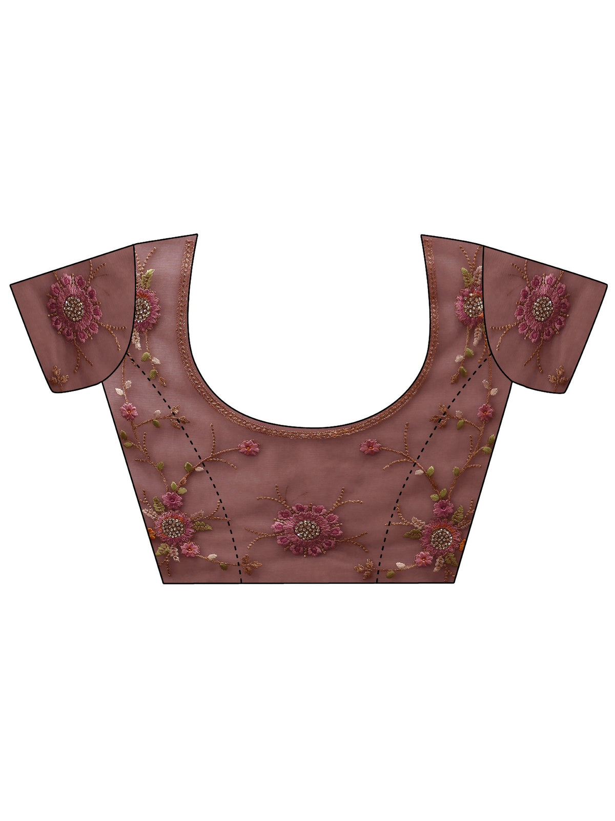 Anouk Art Mauve Floral Embellished Net Saree