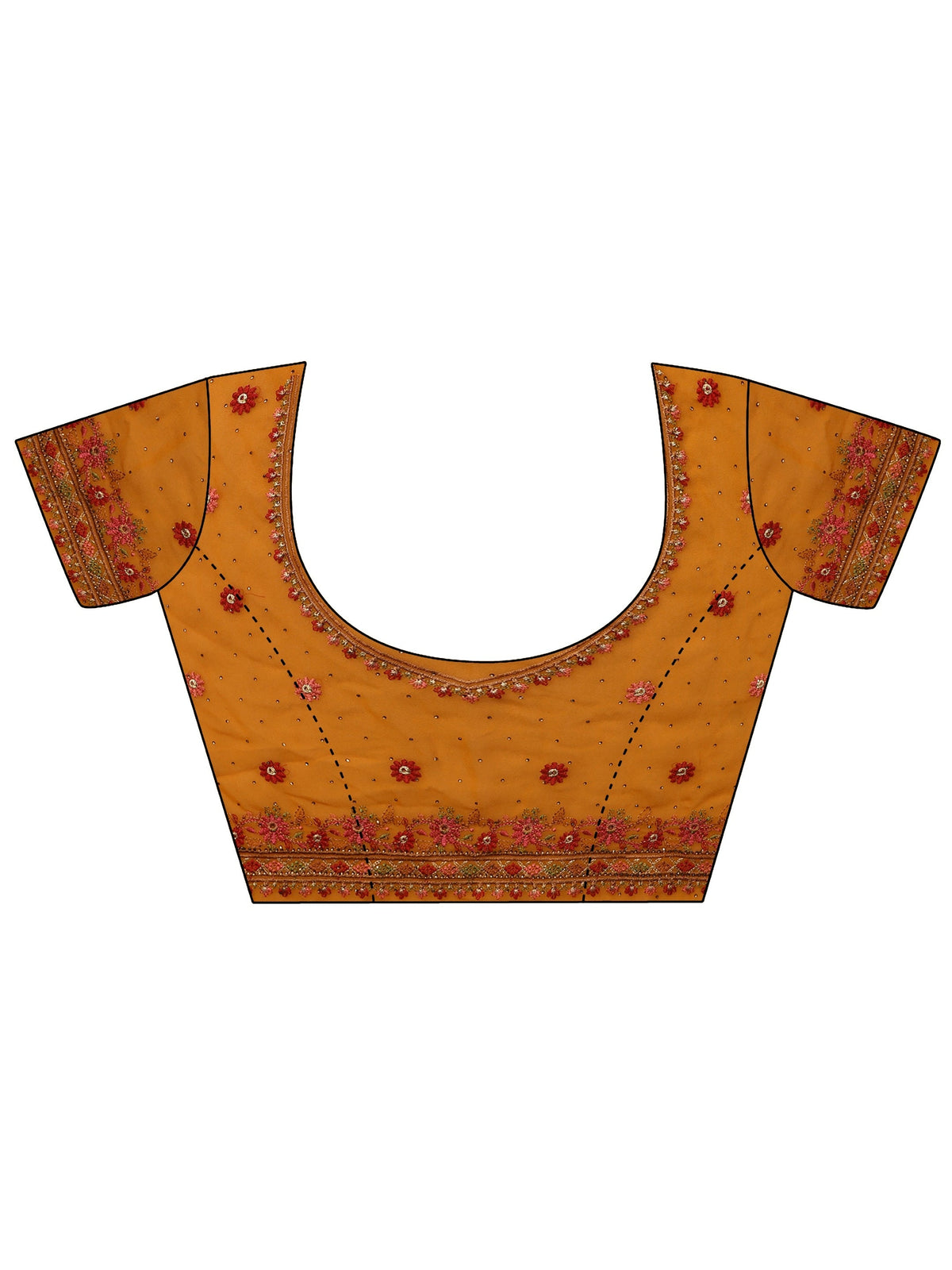 Anouk Art Mustard Paisley Embroidered Georgette Saree