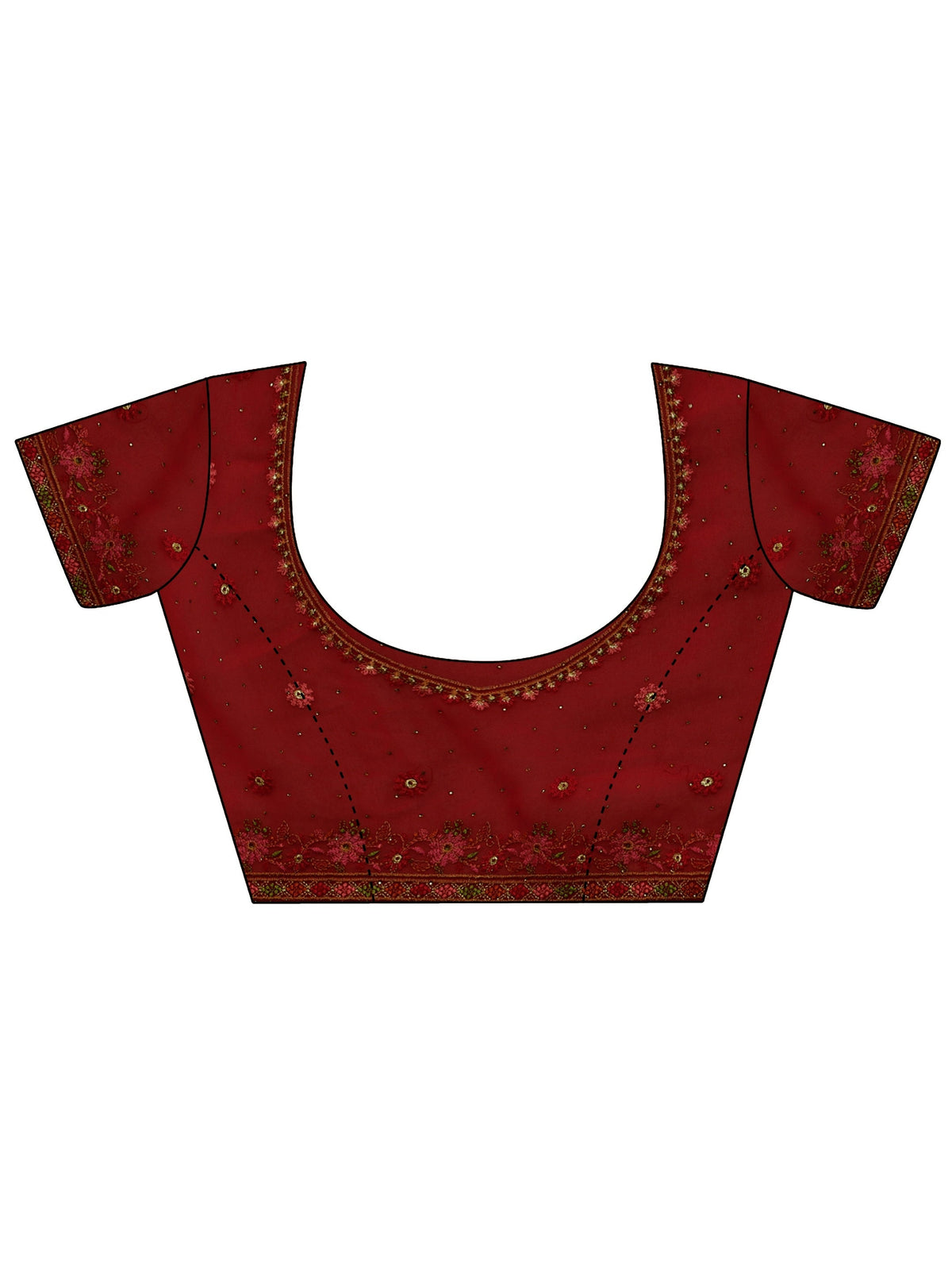 Anouk Art Crimson Red Paisley Embroidered Georgette Saree