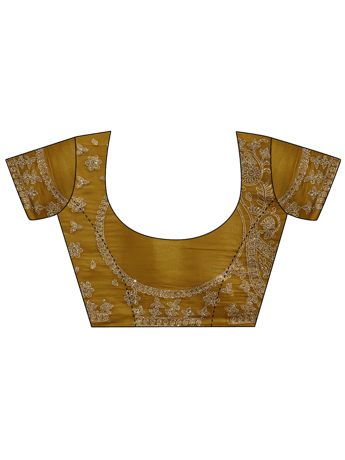 Anouk Art Mustard Net Saree with Paisley Border