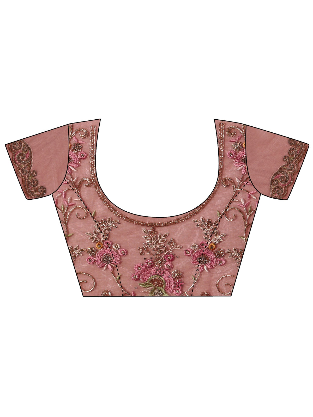 Anouk Art Blush Pink Floral Embroidered Net Saree
