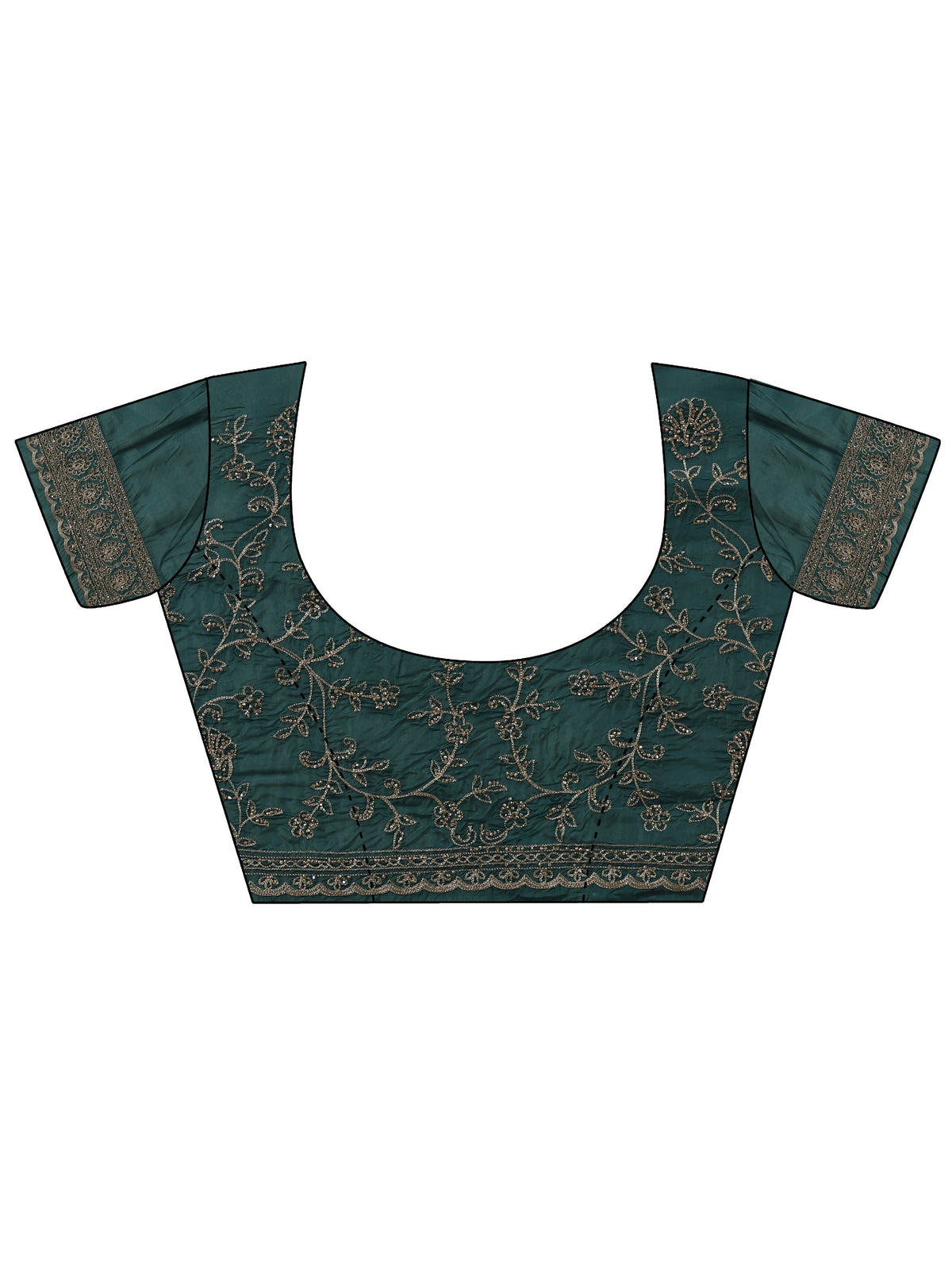 Anouk Art Dusty Blue Floral Embroidered Satin Saree