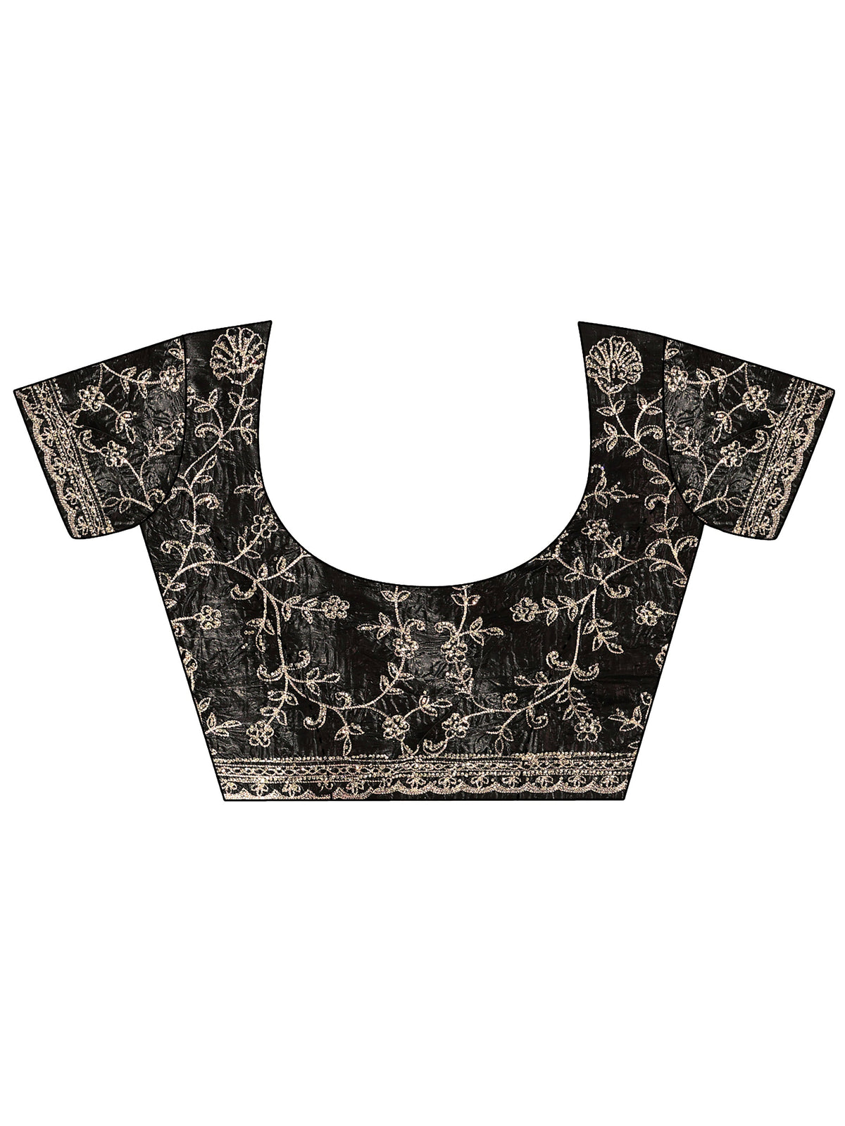 Anouk Art Black Floral Embroidered Satin Saree