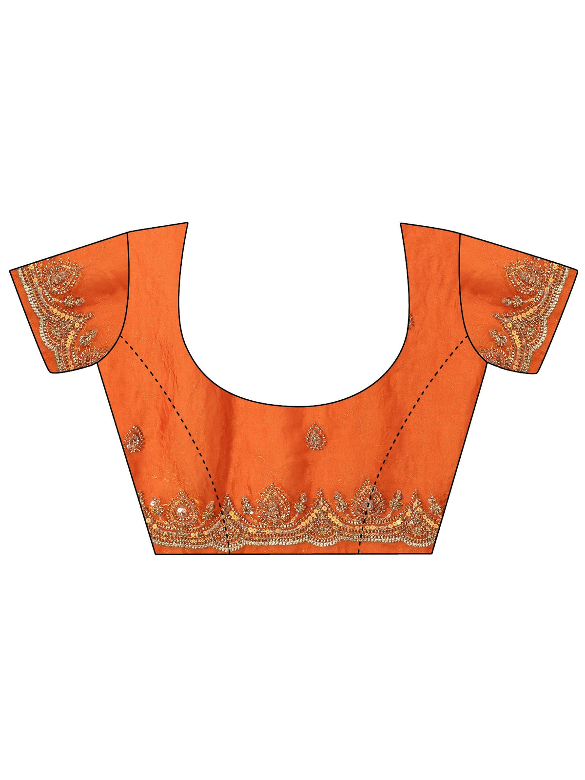 Anouk Art Orange Embellished Tissue Saree