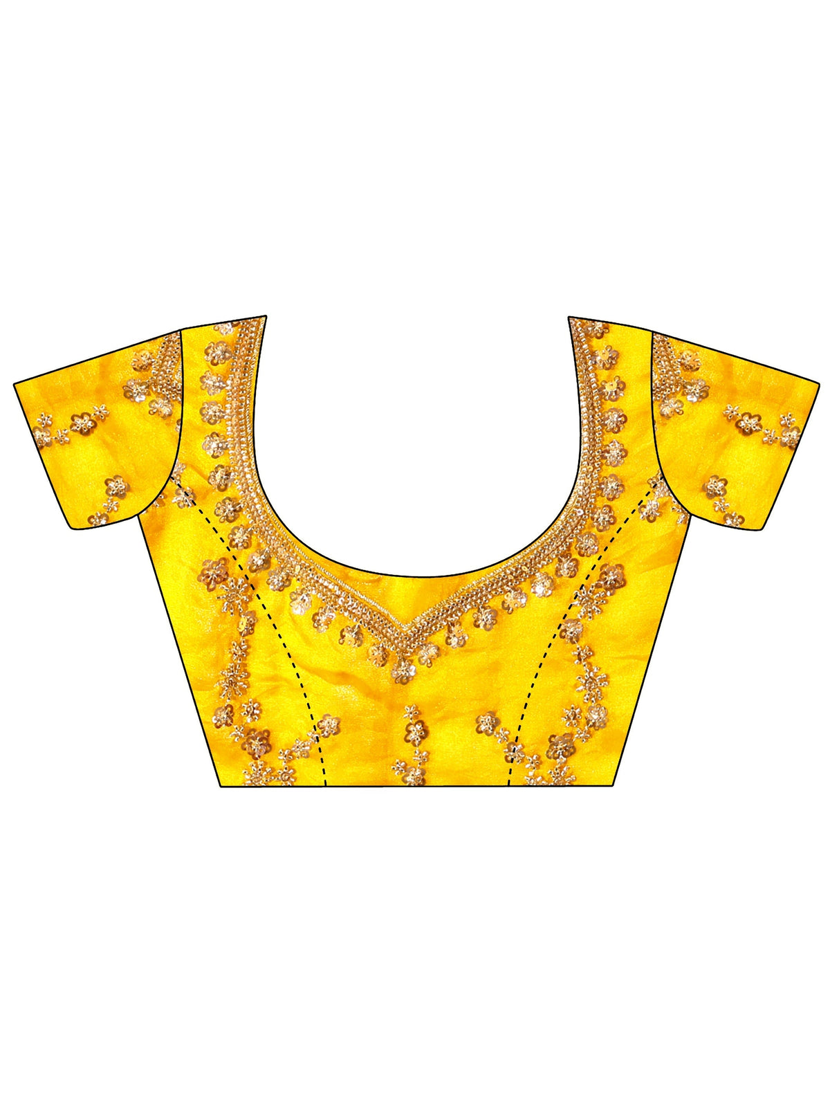 Anouk Art Mustard Embellished Tissue Saree