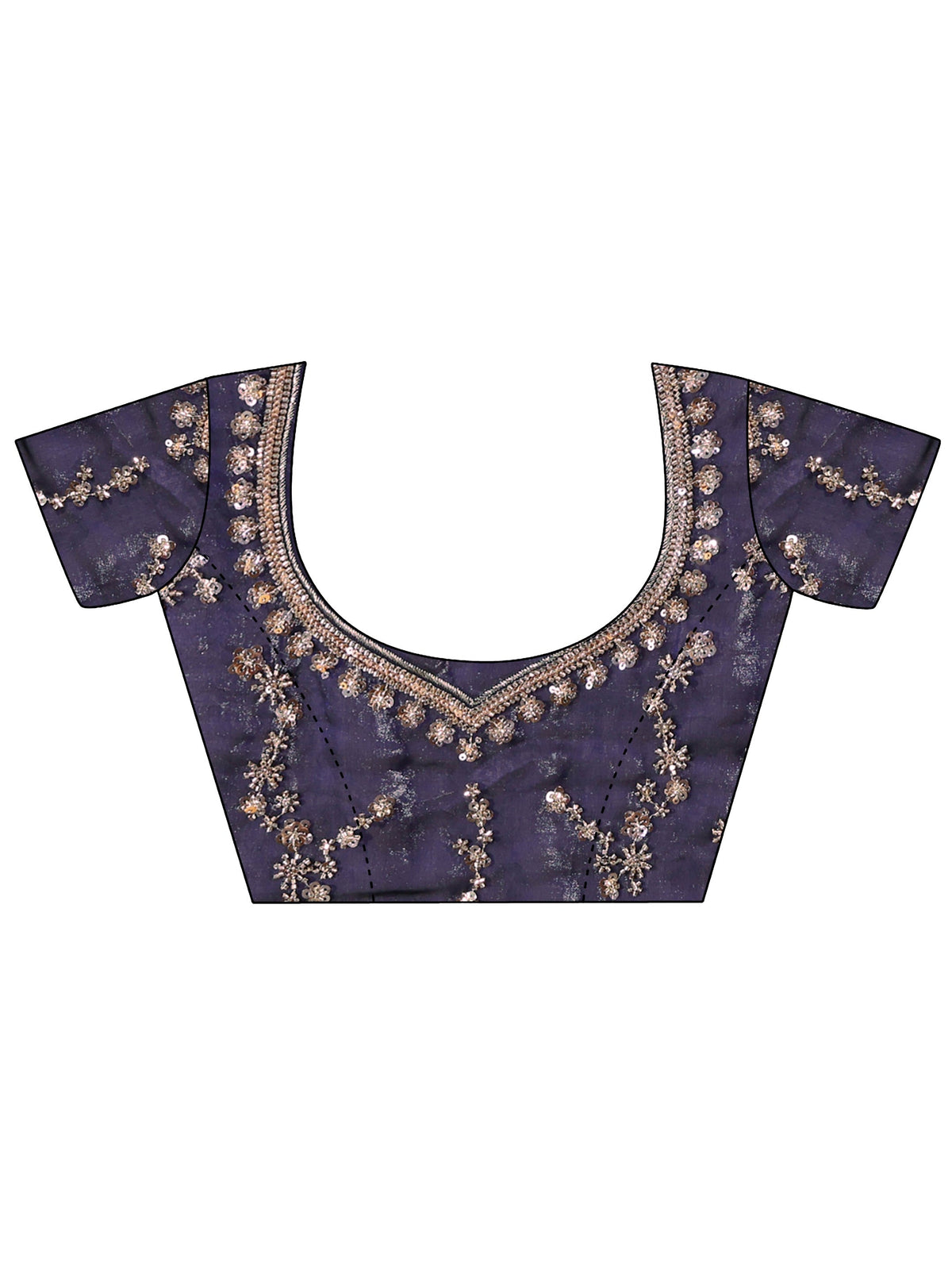 Anouk Art Midnight Blue Embellished Tissue Saree