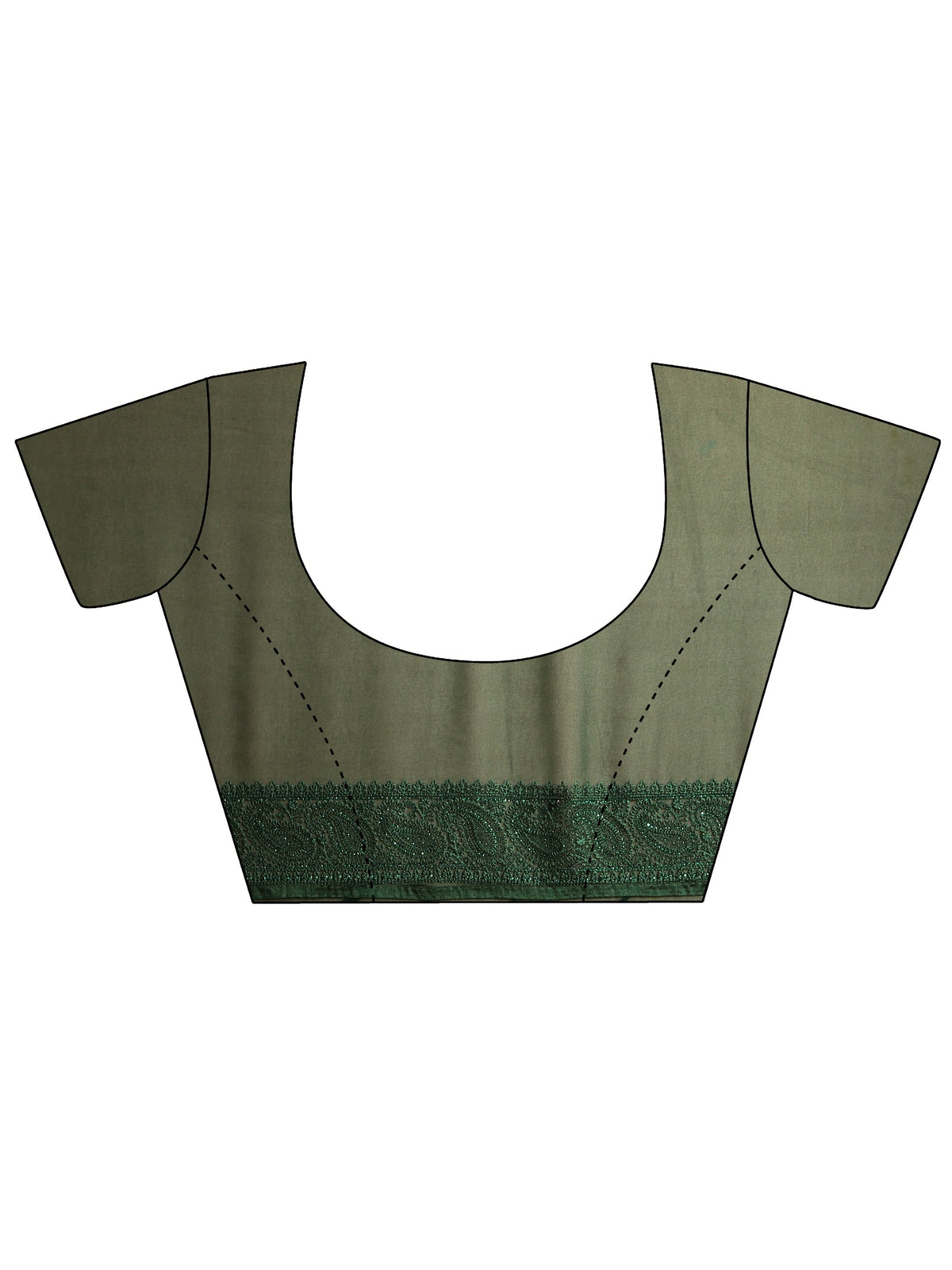 Anouk Art Bottle Green Paisley Embroidered Georgette Saree