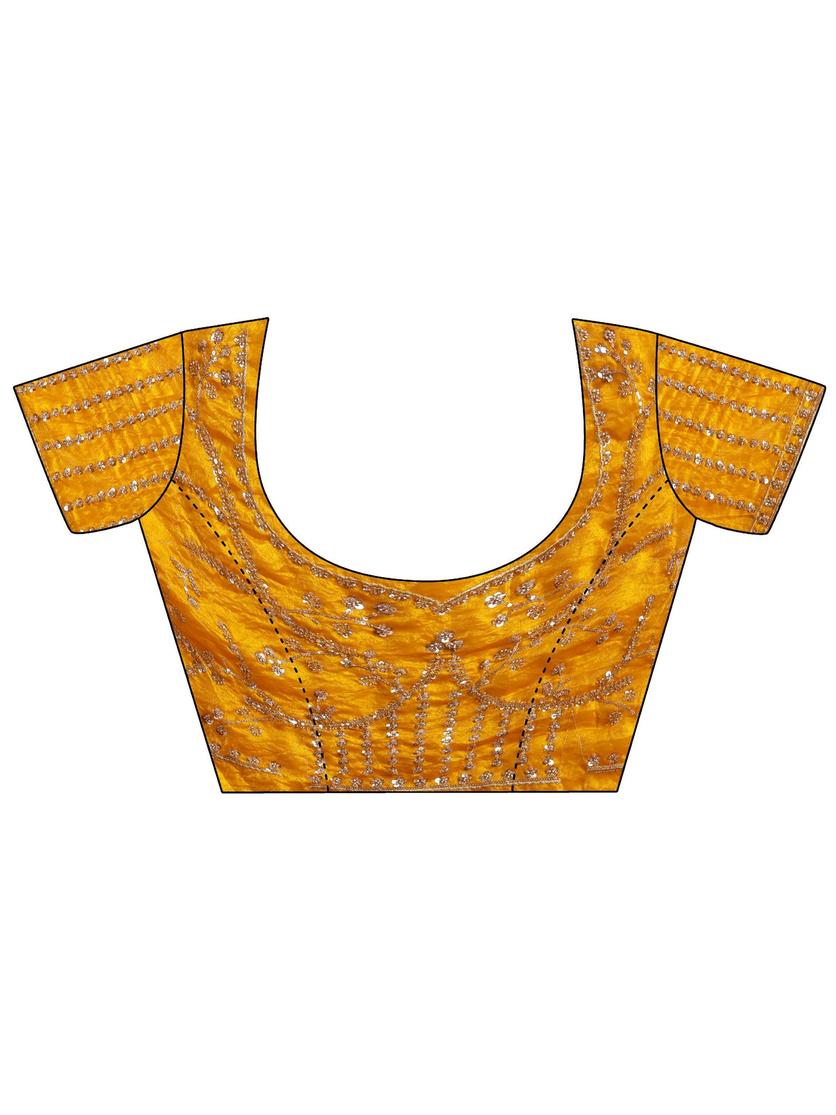 Anouk Art Bright Mustard Embellished Tissue Saree