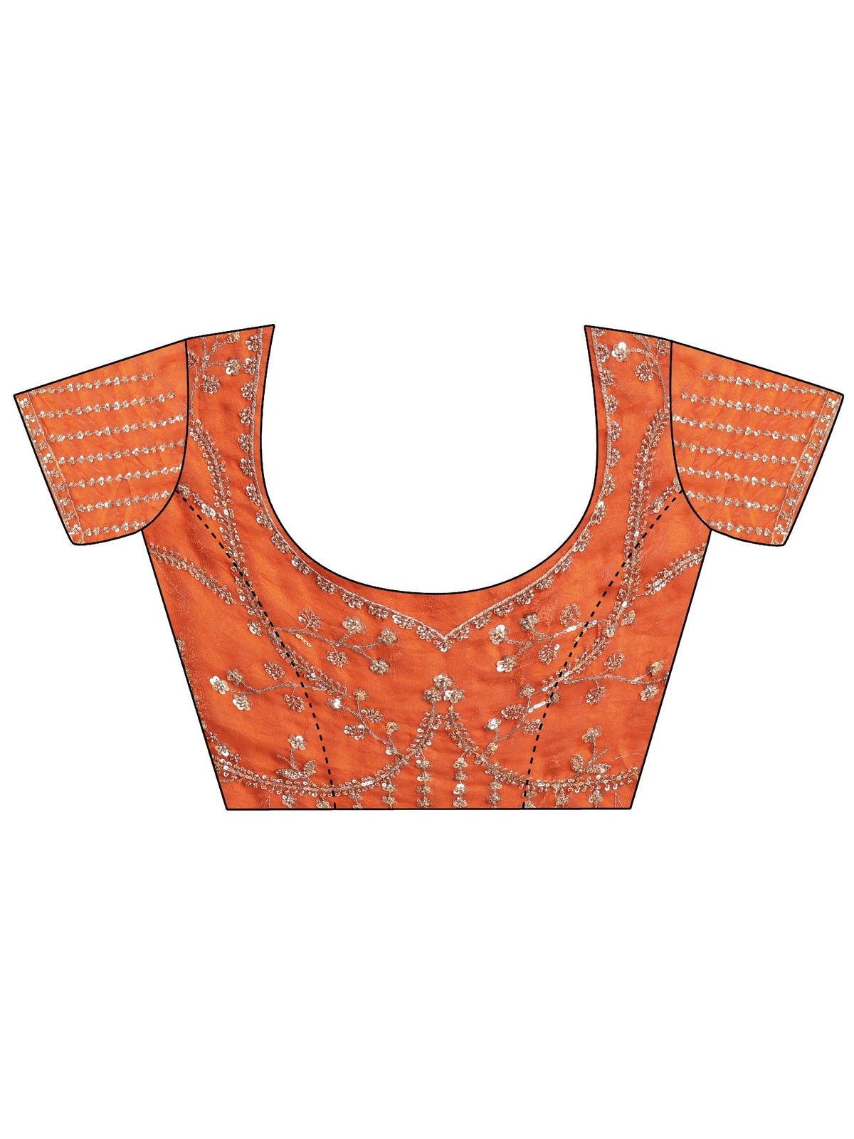 Anouk Art Orange Embellished Tissue Saree