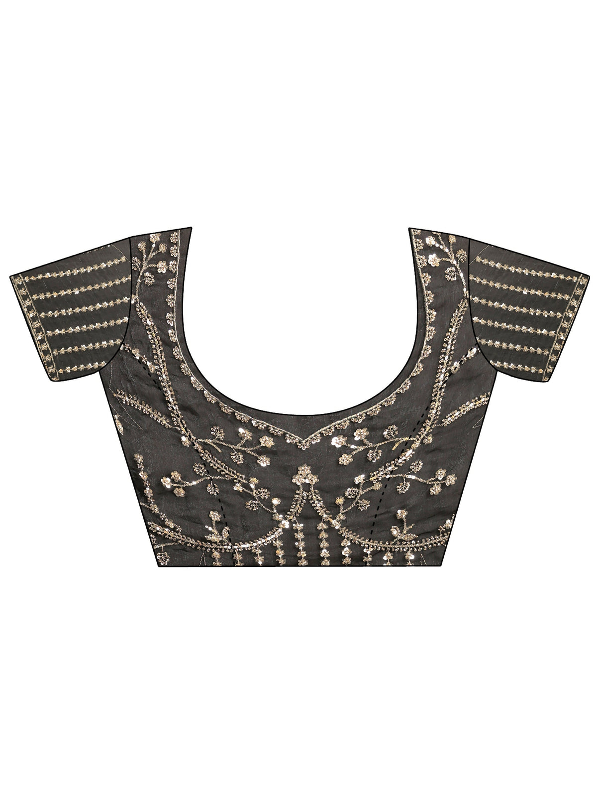 Anouk Art Black Embellished Tissue Saree
